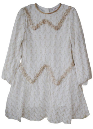 MISSONI GIRLS WHITE AND GOLD KNIT DRESS 4-5 YEARS