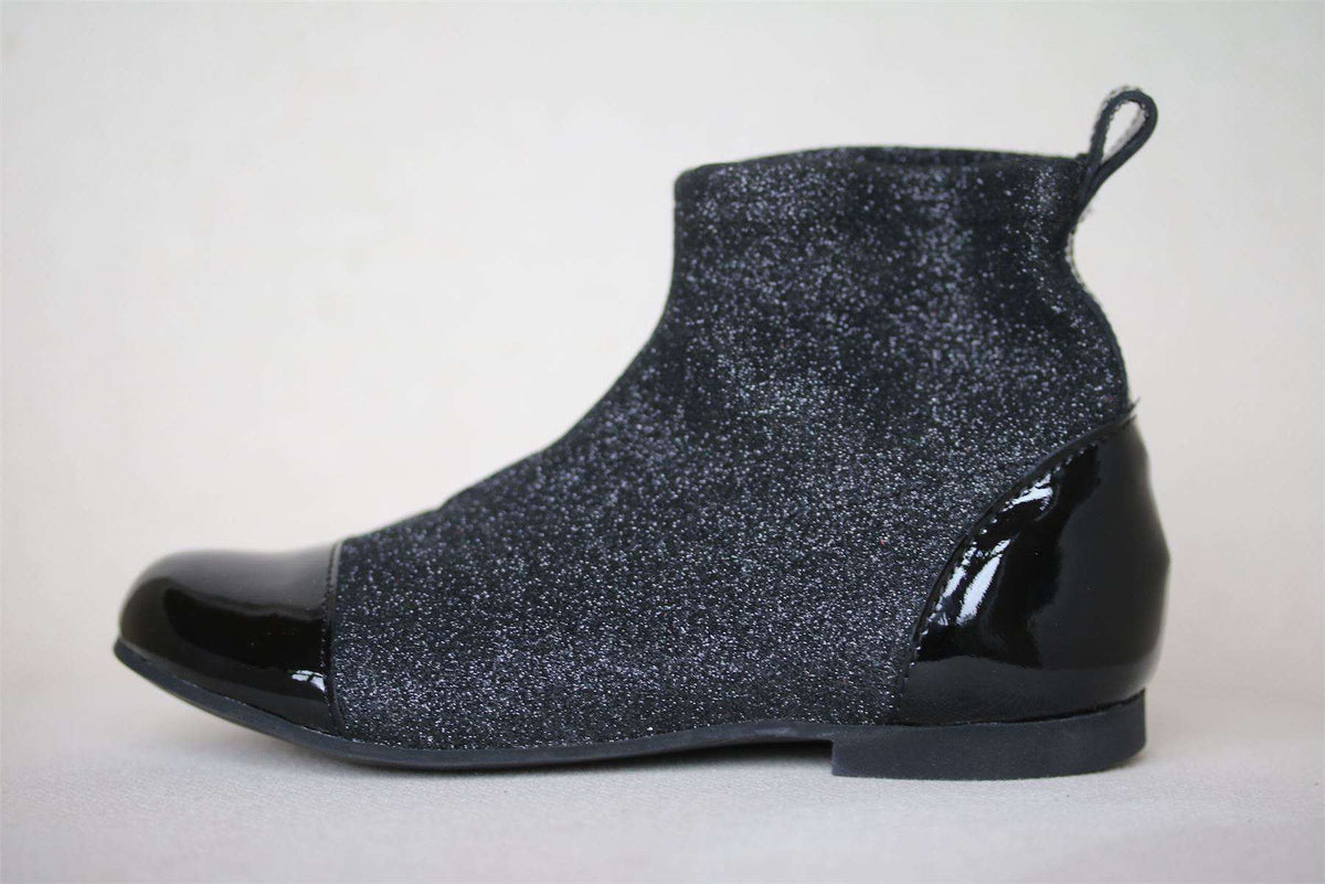 POM D'API GIRLS BLACK STRETCH LEATHER DORY BOOTS EU 26 UK 8