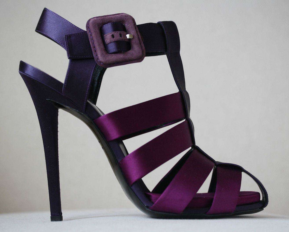 ROGER VIVIER PURPLE SATIN STRAPPED HEELS EU 40 UK 7