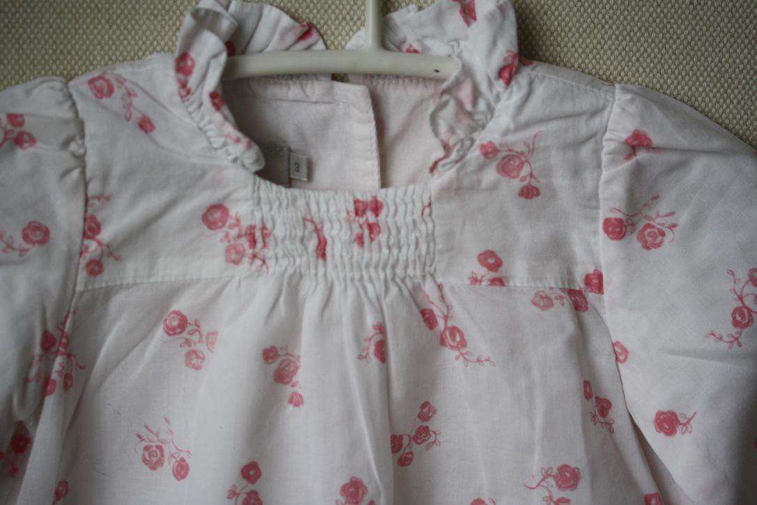BABY DIOR PINK FLOWER WHITE COTTON DRESS 3 MONTHS