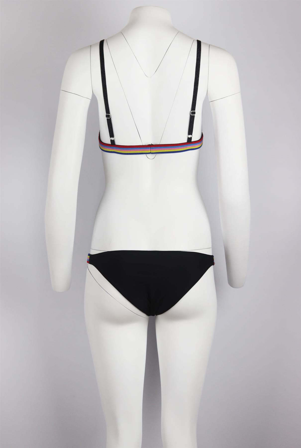RYE SWIM SLICK STRIPED TRIANGLE BIKINI SMALL