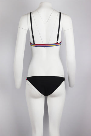 RYE SWIM SLICK STRIPED TRIANGLE BIKINI SMALL