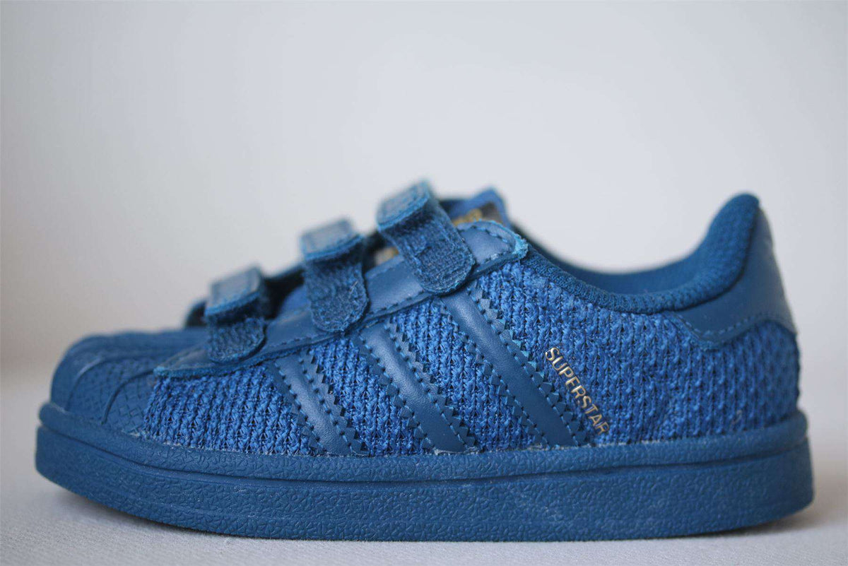 ADIDAS ORIGINALS SUPERSTAR KIDS BLUE WEAVE TRAINERS EU 22 UK 5.5