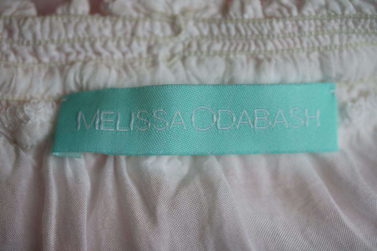 MELISSA ODABASH FRULEY CROCHET-TRIMMED EMBROIDERED DRESS SMALL