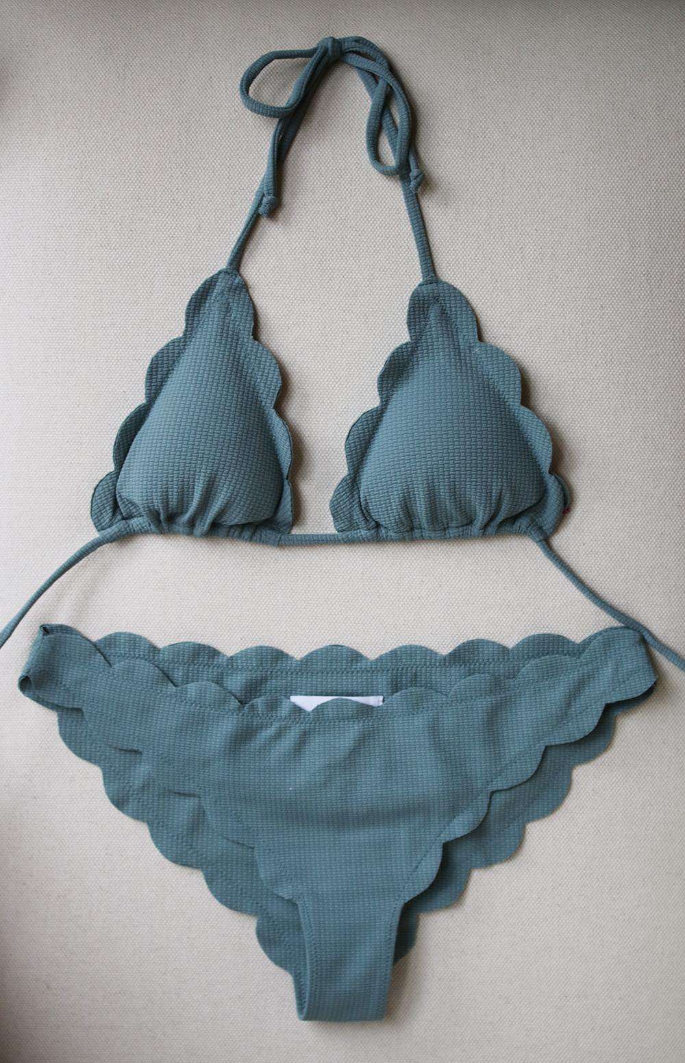 MARYSIA BROADWAY SCALLOPED TRIM TRIANGLE BIKINI LARGE