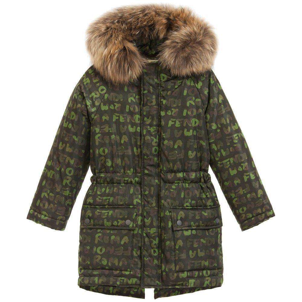 FENDI KIDS PADDED ROMA COAT WITH FUR TRIM 3 YEARS