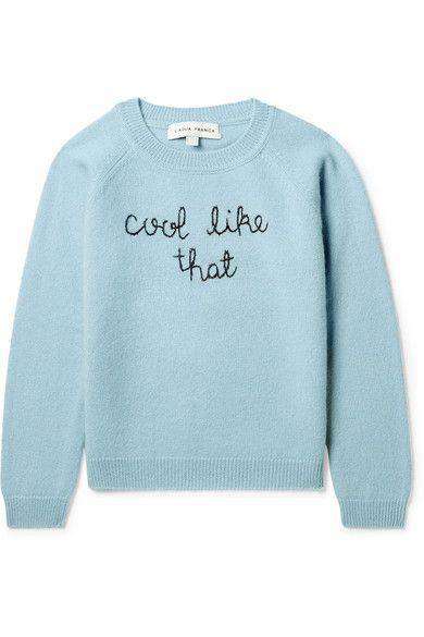 LINGUA FRANCA KIDS GIRLS EMBROIDERED CASHMERE SWEATER 6 YEARS