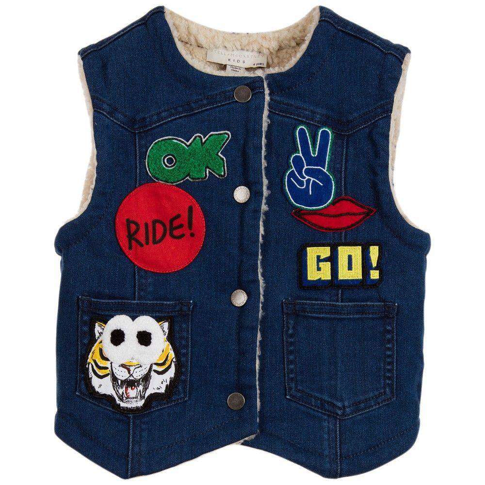 STELLA MCCARTNEY KIDS GIRLS ROYCE COTTON DENIM ROYCE WAISTCOAT 4 YEARS