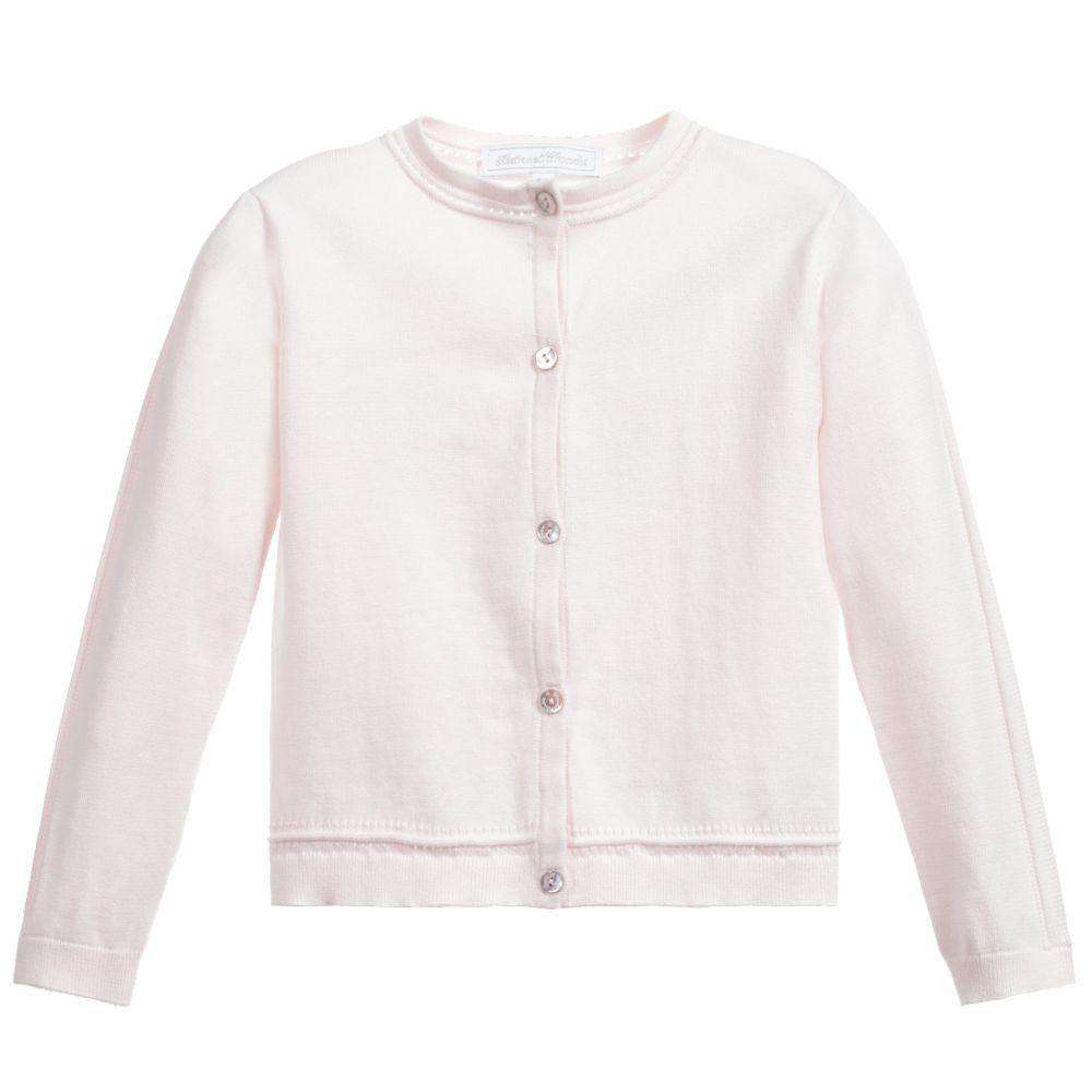 TARTINE ET CHOCOLAT PALE PINK COTTON KNITTED CARDIGAN 4 YEARS