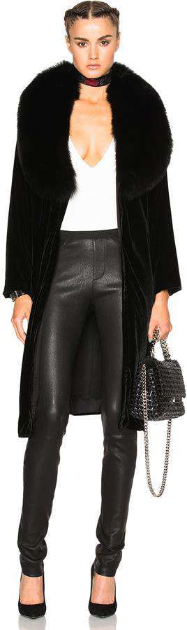 THEPERFEXT PENELOPE FUR AND VELVET COAT XSMALL