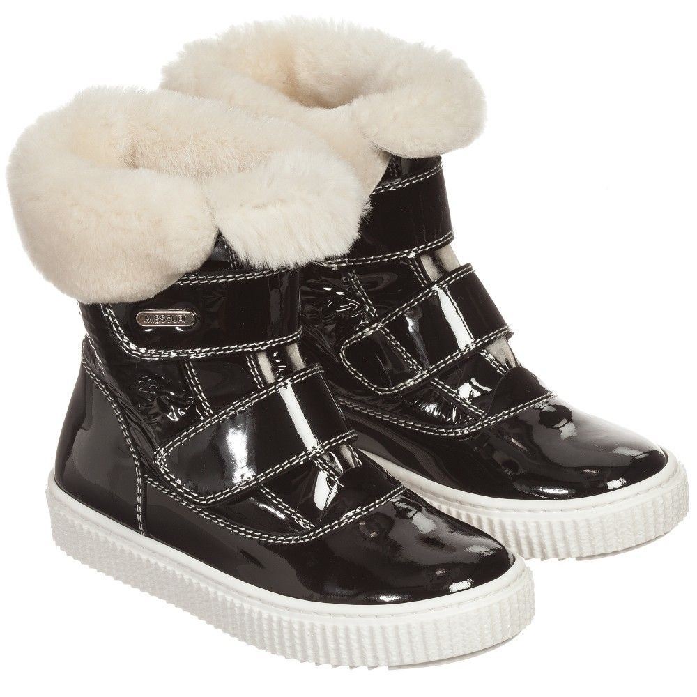 MISSOURI BABY GIRLS BLACK PATENT LEATHER BOOTS EU 23 UK 6