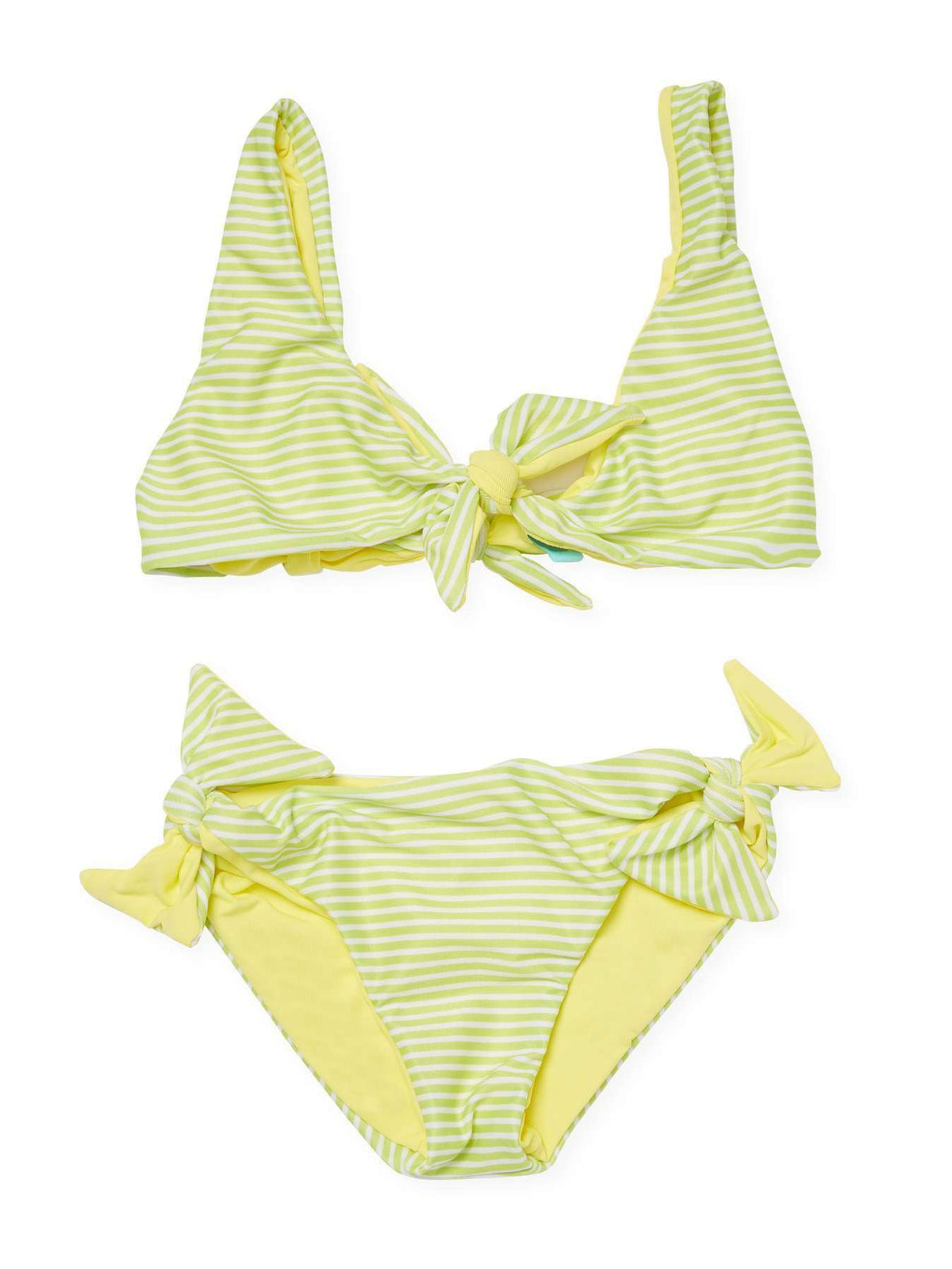 MELISSA ODABASH KIDS LIME GREEN STRIPE REVERSIBLE COMO BIKINI 4 YEARS