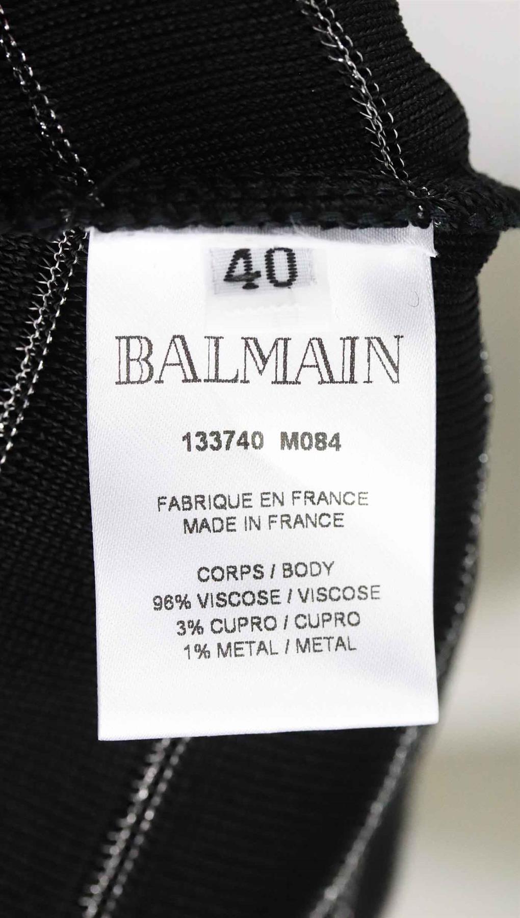 BALMAIN METALLIC STRIPED STRETCH KNIT MAXI DRESS FR 40 UK 12