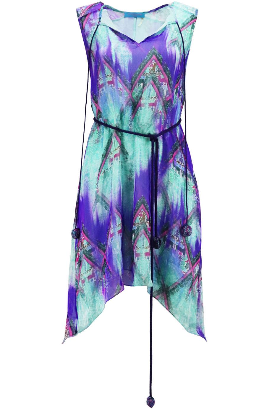 MATTHEW WILLIAMSON ESCAPE PRINTED SILK MINI DRESS UK 6