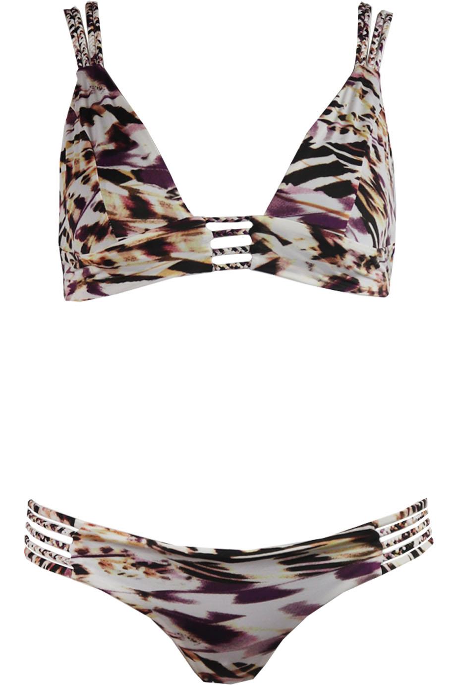 VITAMIN A CUTOUT PRINTED TRIANGLE BIKINI SMALL/MEDIUM