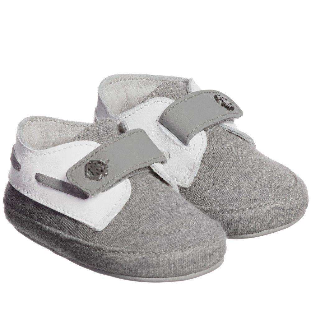 ROBERTO CAVALLI BABY GREY PRE-WALKER SHOES 6-9 MONTHS
