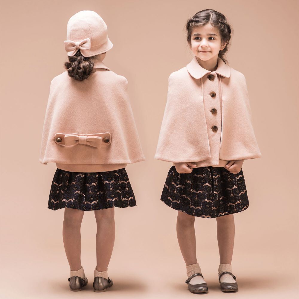 HUCKLEBONES LONDON GIRLS PINK WOOL CAPE 2 YEARS