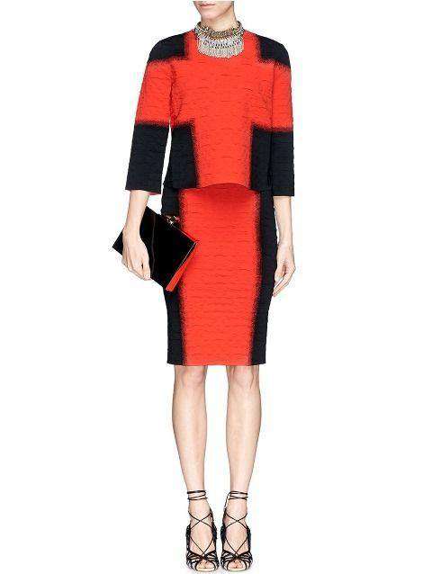 ALEXANDER MCQUEEN RED SPRAY CROSS TOP AND SKIRT XXS & XS