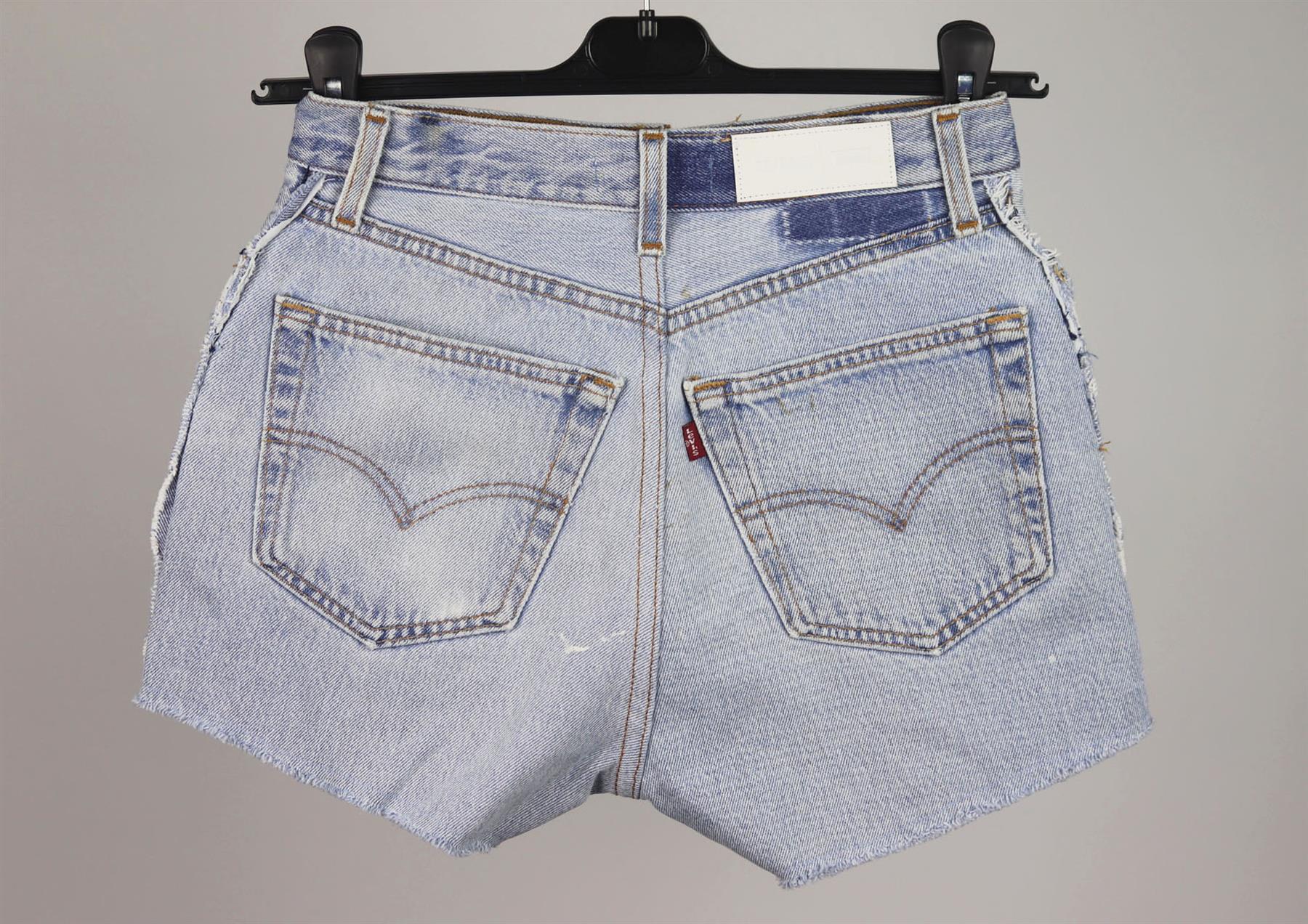 RE/DONE DISTRESSED HIGH WAISTED DENIM SHORTS W24 UK 6