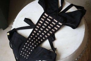 HERVE LEGER BLACK IVEY SWIMSUIT SIZE S