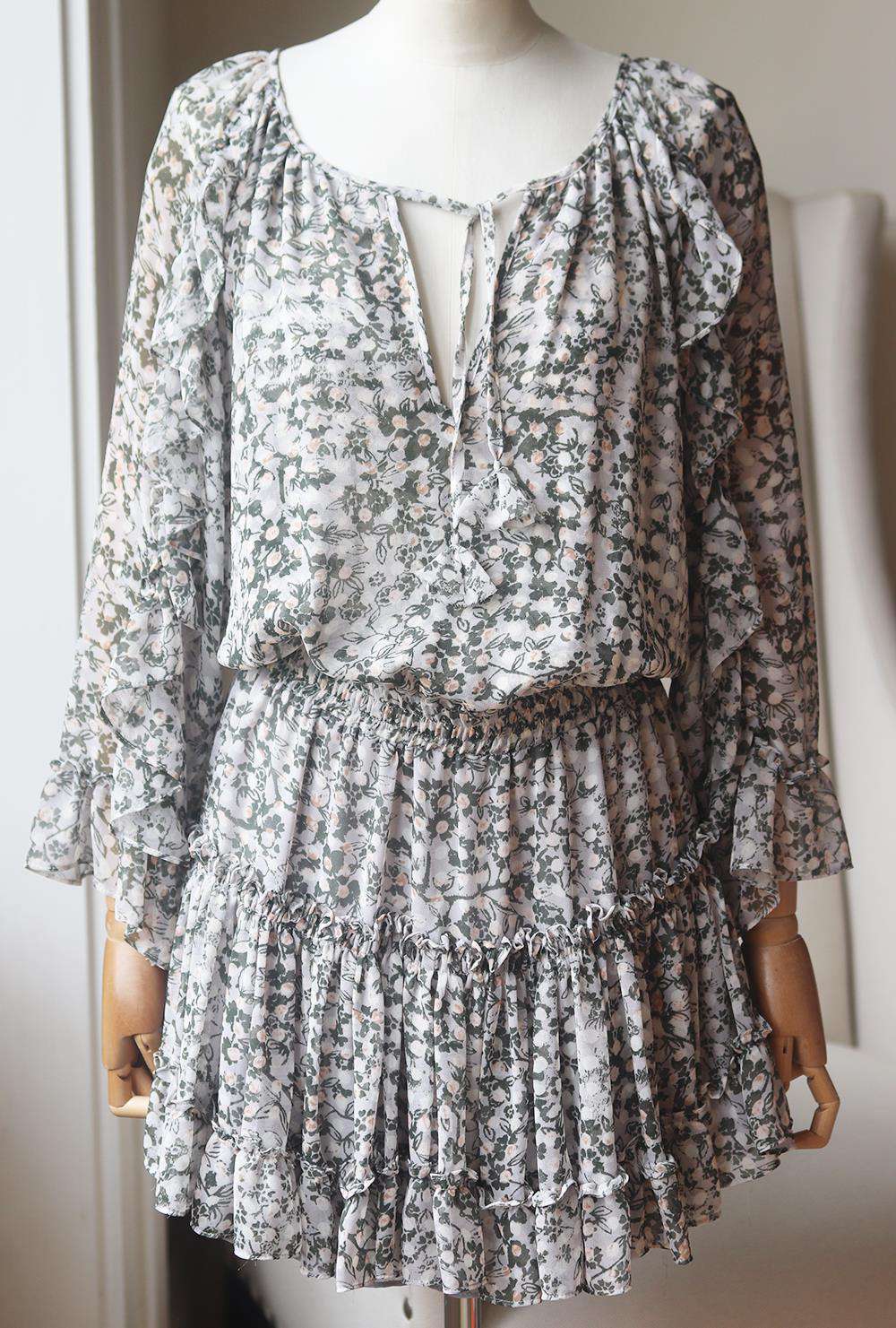 MISA FLORAL PRINT GEORGETTE MINI DRESS MEDIUM