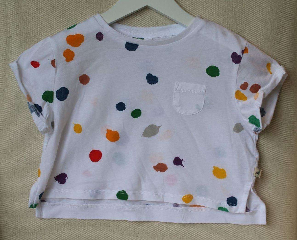 STELLA MCCARTNEY KIDS BABY GIRLS WHITE SPOTTY PLUM CROPPED TOP 3 YEARS