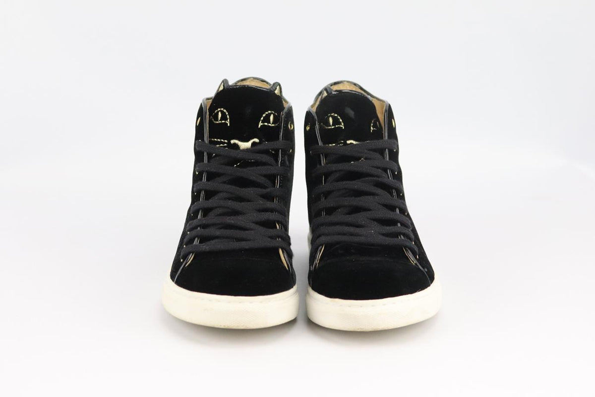 CHARLOTTE OLYMPIA EMBROIDERED VELVET SNEAKERS EU 37 UK 4 US 7