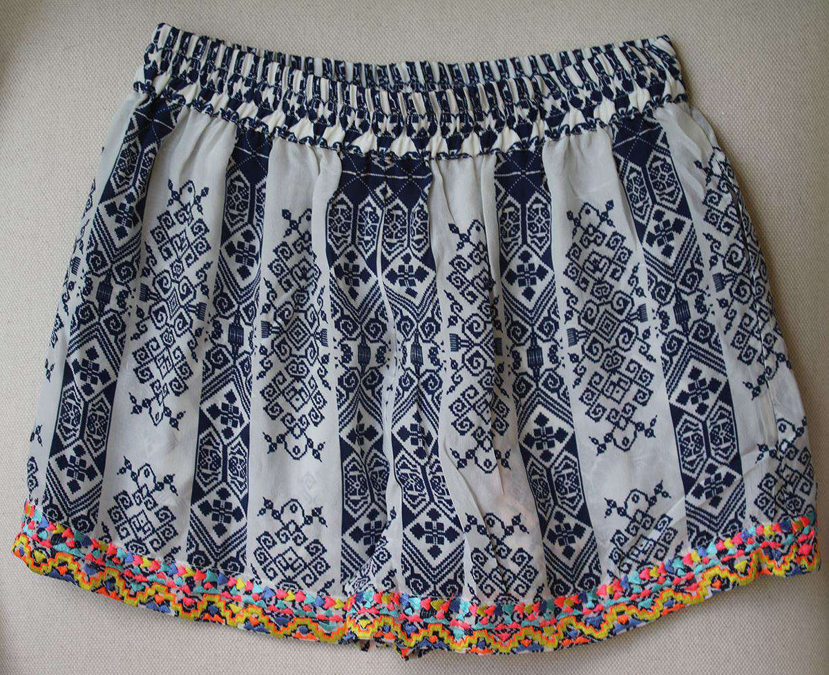 ROCOCO SAND EMBROIDERED SILK SHORTS SMALL