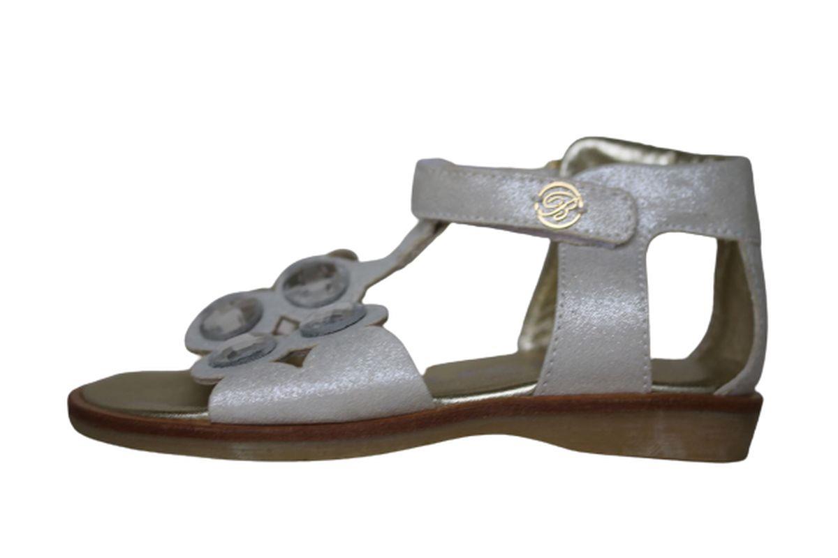 MISS BLUMARINE GIRLS METALLIC IVORY LEATHER SANDALS EU 24 UK 7