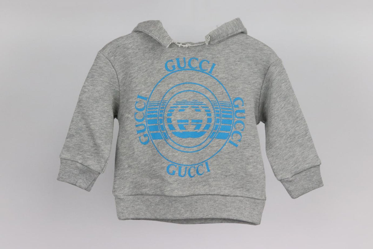 GUCCI BABY BOYS LOGO COTTON HOODIE 6-9 MONTHS