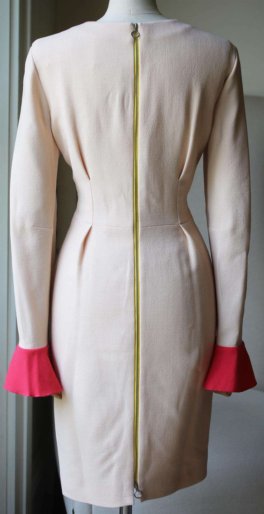 ROKSANDA ILINCIC IZUMI TWO TONE WOOL CREPE DRESS UK 14