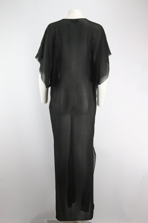 SAINT LAURENT LACE UP SILK KAFTAN FR 40 UK 12