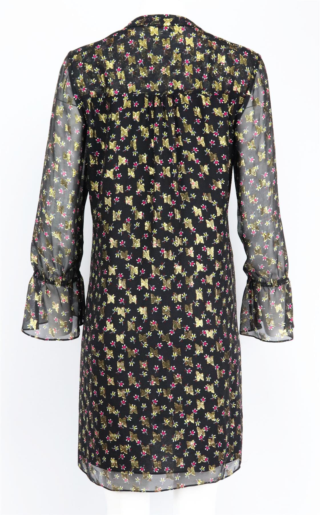 DIANE VON FURSTENBERG LAYLA METALLIC SILK BLEND CHIFFON MINI DRESS