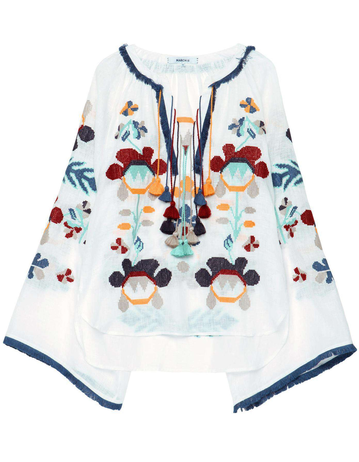 MARCH11 ASTRID EMBROIDERED LINEN BLOUSE SMALL