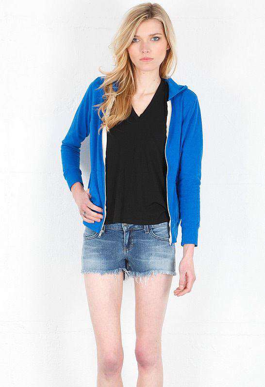 MONROW BLUE VINTAGE JERSEY CLASSIC HOODIE MEDIUM