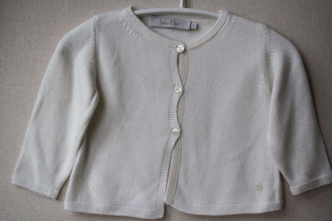 BABY DIOR IVORY WHITE KNIT CARDIGAN 3 MONTHS