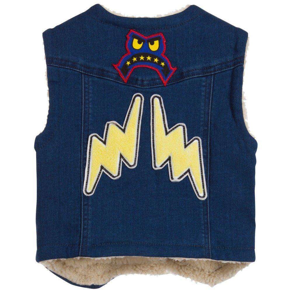 STELLA MCCARTNEY KIDS GIRLS ROYCE COTTON DENIM ROYCE WAISTCOAT 4 YEARS