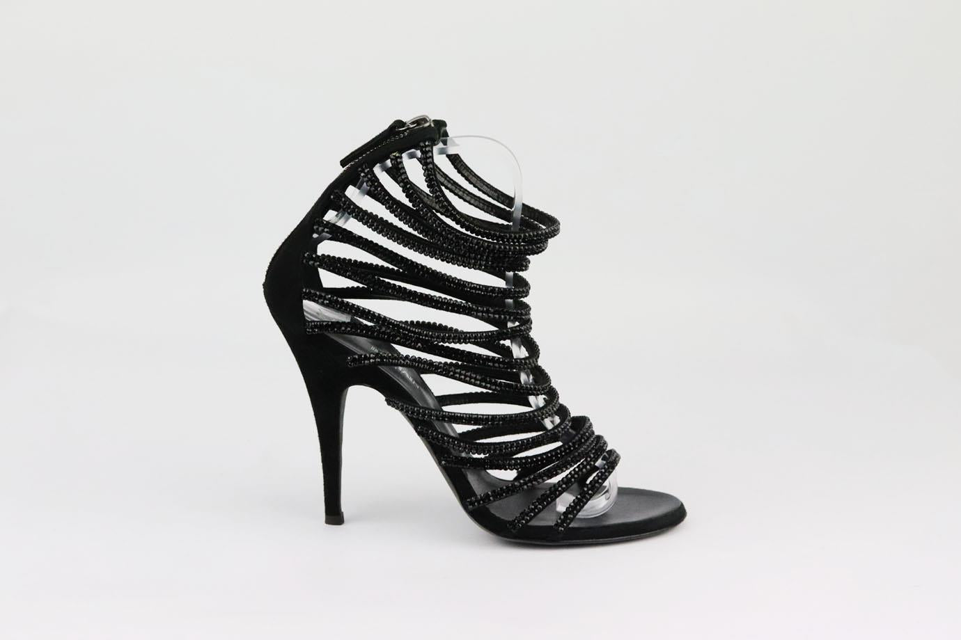 Sparkling Footsteps: Balmain's Crystal-Embellished Suede Sandals