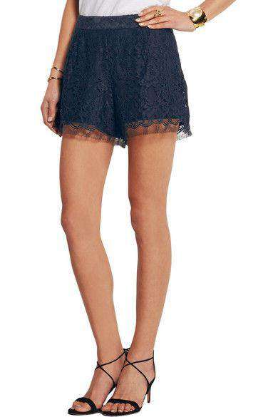 ADAM LIPPES NAVY LACE SHORTS US 2 UK 6