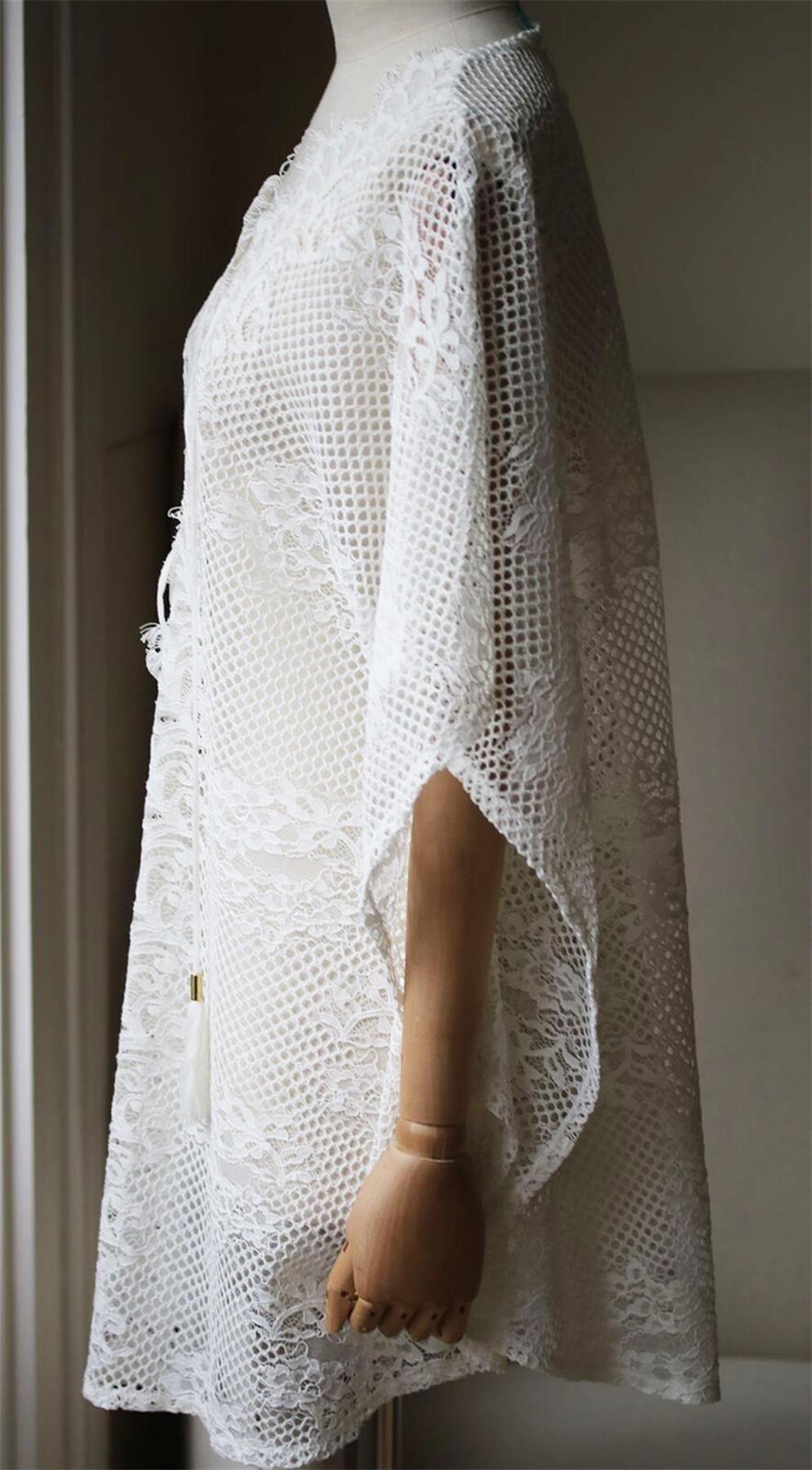 MELISSA ODABASH KATE COTTON BLEND LACE KAFTAN ONE SIZE