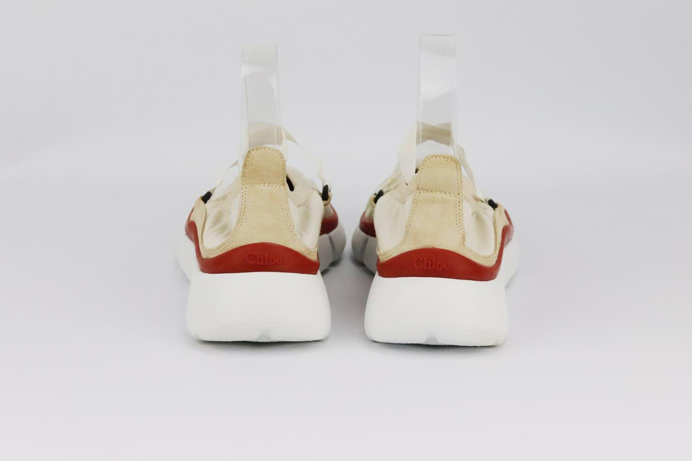 CHLOÉ SONNIE CUTOUT LEATHER SNEAKERS EU 38 UK 5 US 8