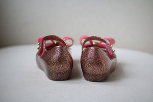 MINI MELISSA GIRLS ULTRAGIRL BOW GLITTER JELLY SHOES EU 225/25 UK 8/9