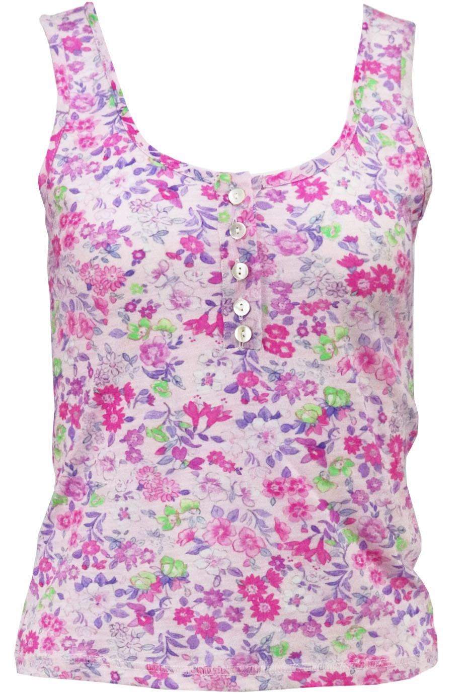 LOVESHACKFANCY FLORAL PRINT COTTON JERSEY TOP SMALL