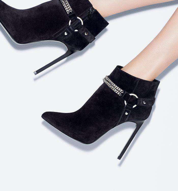 SAINT LAURENT SUEDE CHAIN ANKLE BOOTS EU 38 UK 5