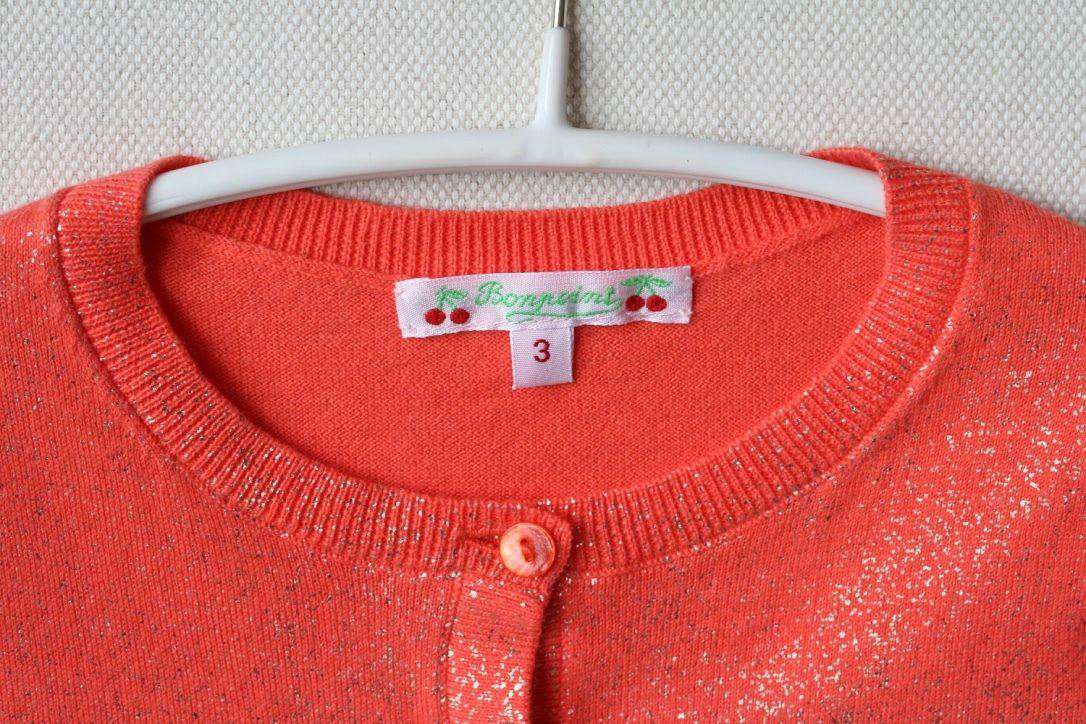 BONPOINT BABY GIRLS ORANGE SPARKLY CARDIGAN 3 YEARS