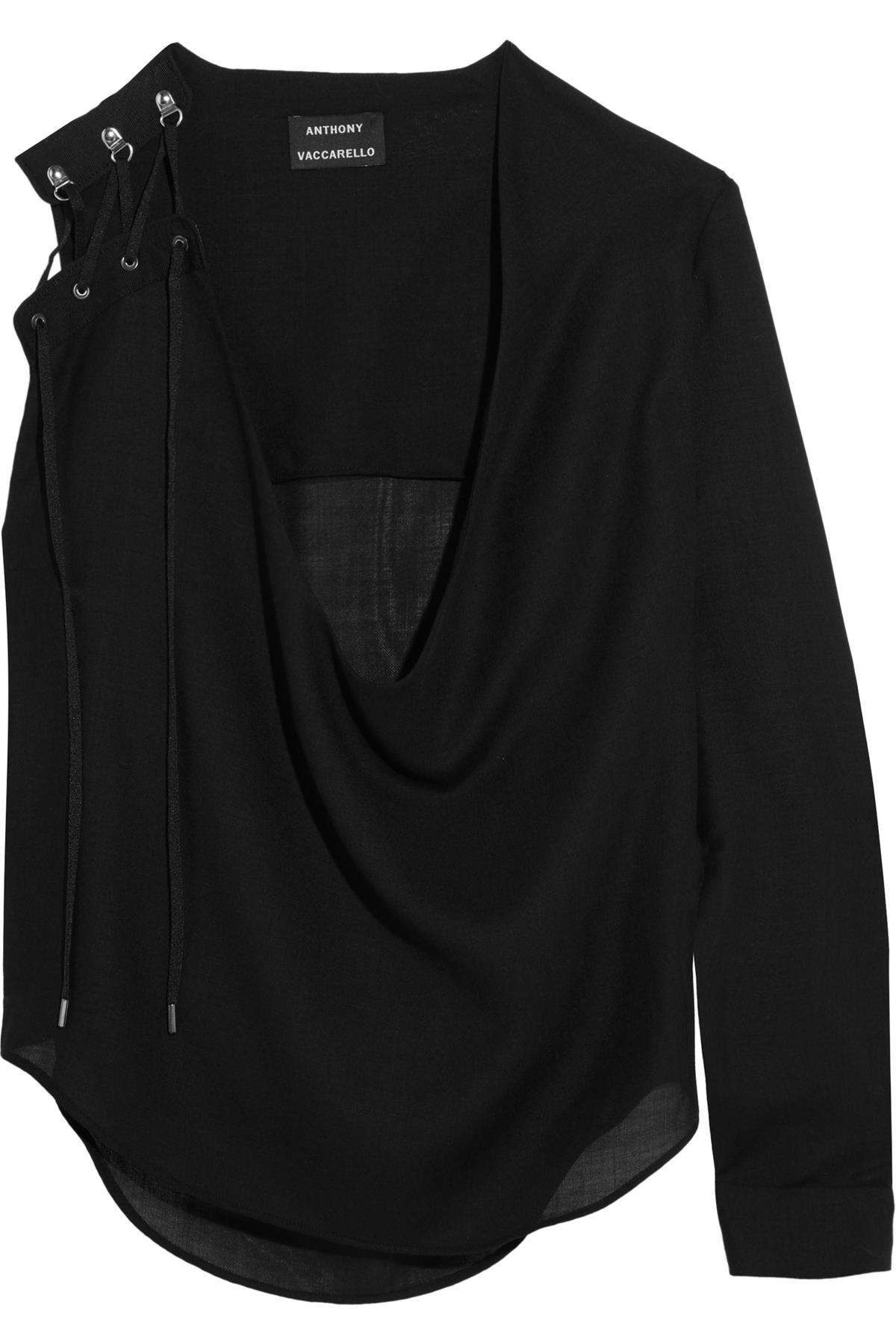 ANTHONY VACCARELLO LACE UP WOOL BLEND TOP FR 38 UK 10