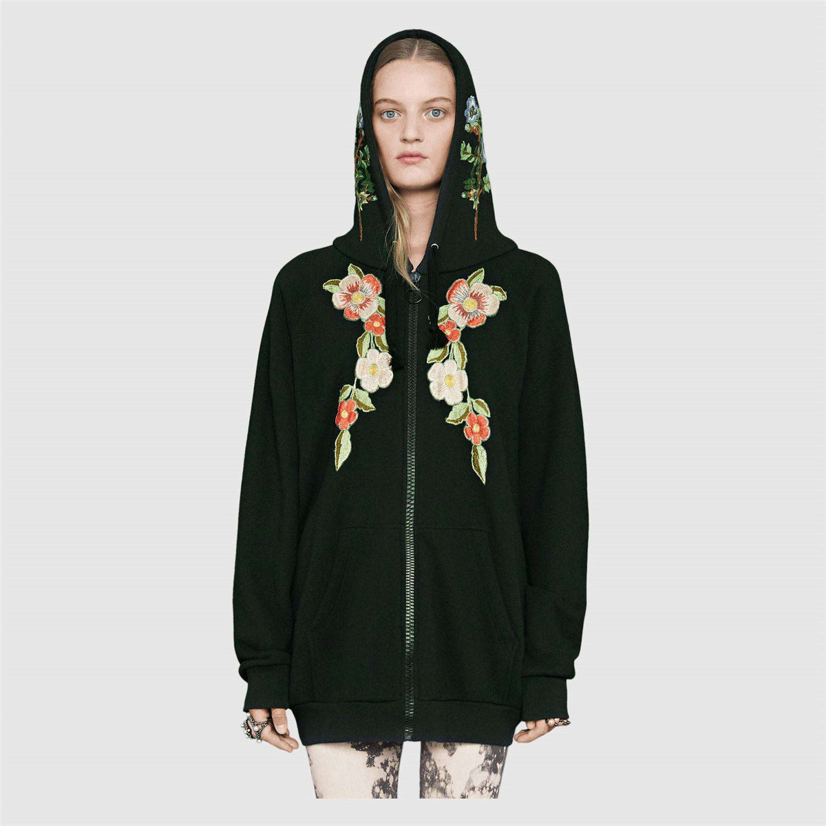 GUCCI EMBROIDERED HOODED SWEATER SMALL