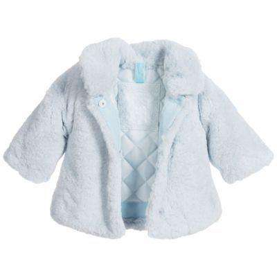 MONNALISA BEBE BABY GIRLS PADDED BLUE SYNTHETIC FUR JACKET 36 MONTHS