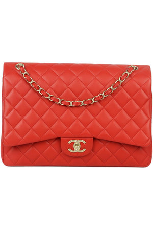 CHANEL 2012 MAXI CLASSIC QUILTED LEATHER DOUBLE FLAP SHOULDER BAG