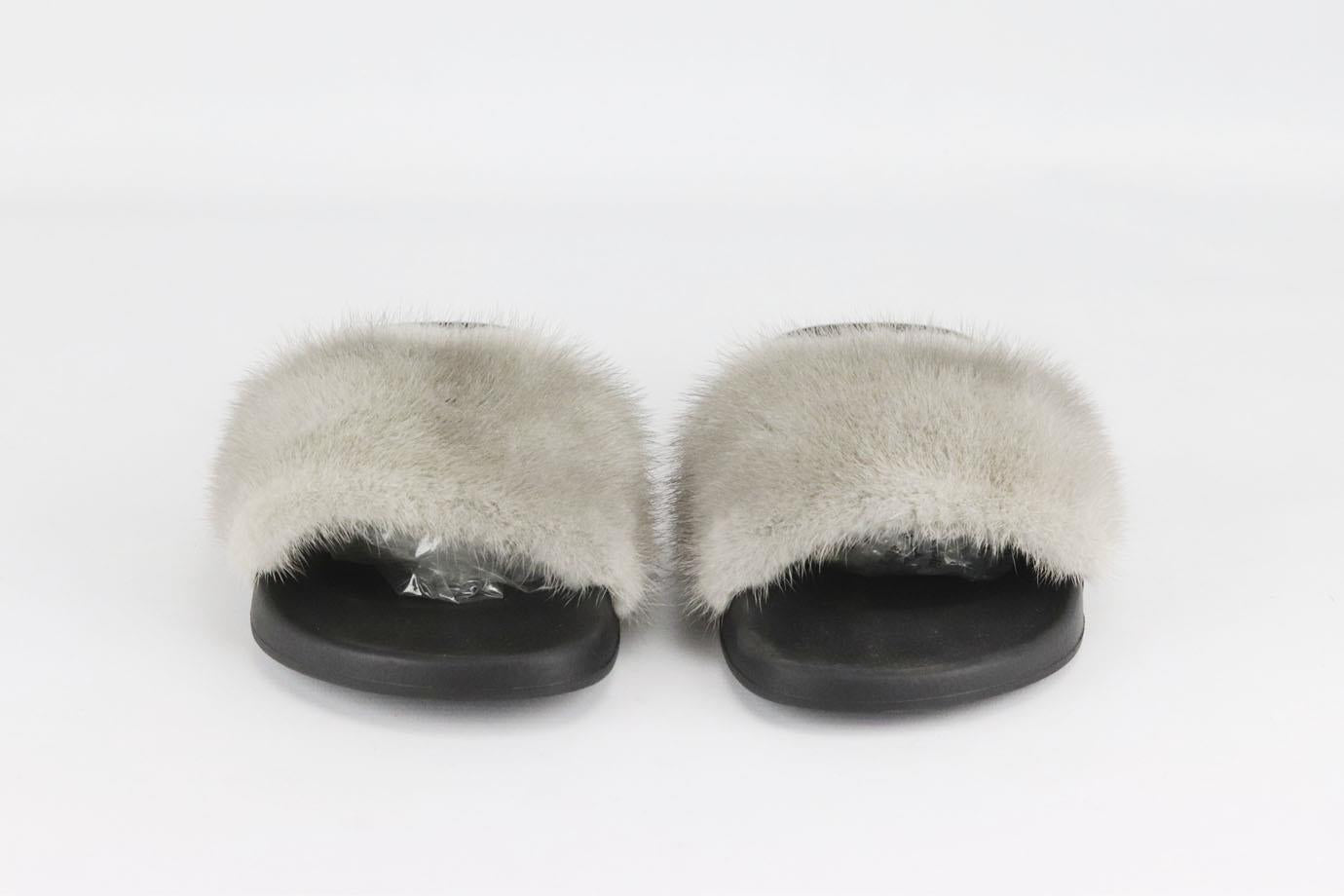 GIVENCHY MINK FUR AND RUBBER SLIDES EU 38 UK 5 US 8